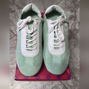Tory Burch Tory Sneaker Mint Chip Size 7 Suede Calf Leather